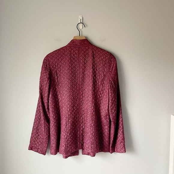 Eileen Fisher Women's Purple Maroon 100% Silk Open Front Jacket Size PS - Picture 5 of 5